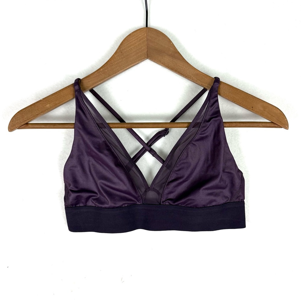 Sporty Plum Satin and Mesh Bralette